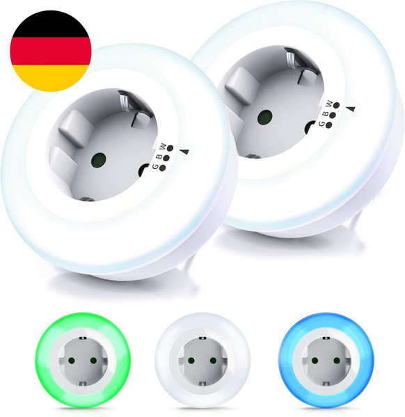 Csl - 2X Led Nachtlicht Steckdose - Orientierungslicht Nachtlampe - Integrierter-image