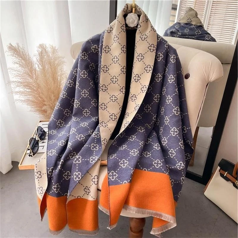 Warm Cashmere Feel Poncho Shawl Scarf Thick Pashmina Winter Wrap Hijab