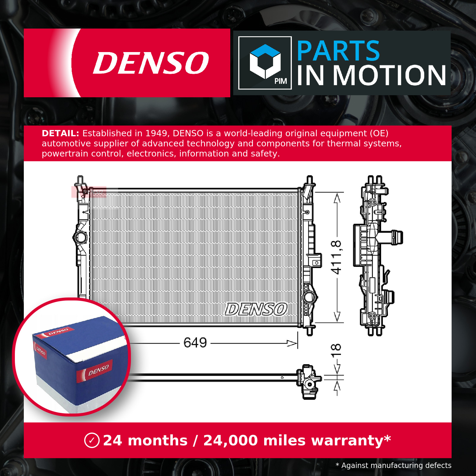 Radiator fits PEUGEOT EXPERT 2.0D 2016 on Denso 1610017680 9673628780 9675747980