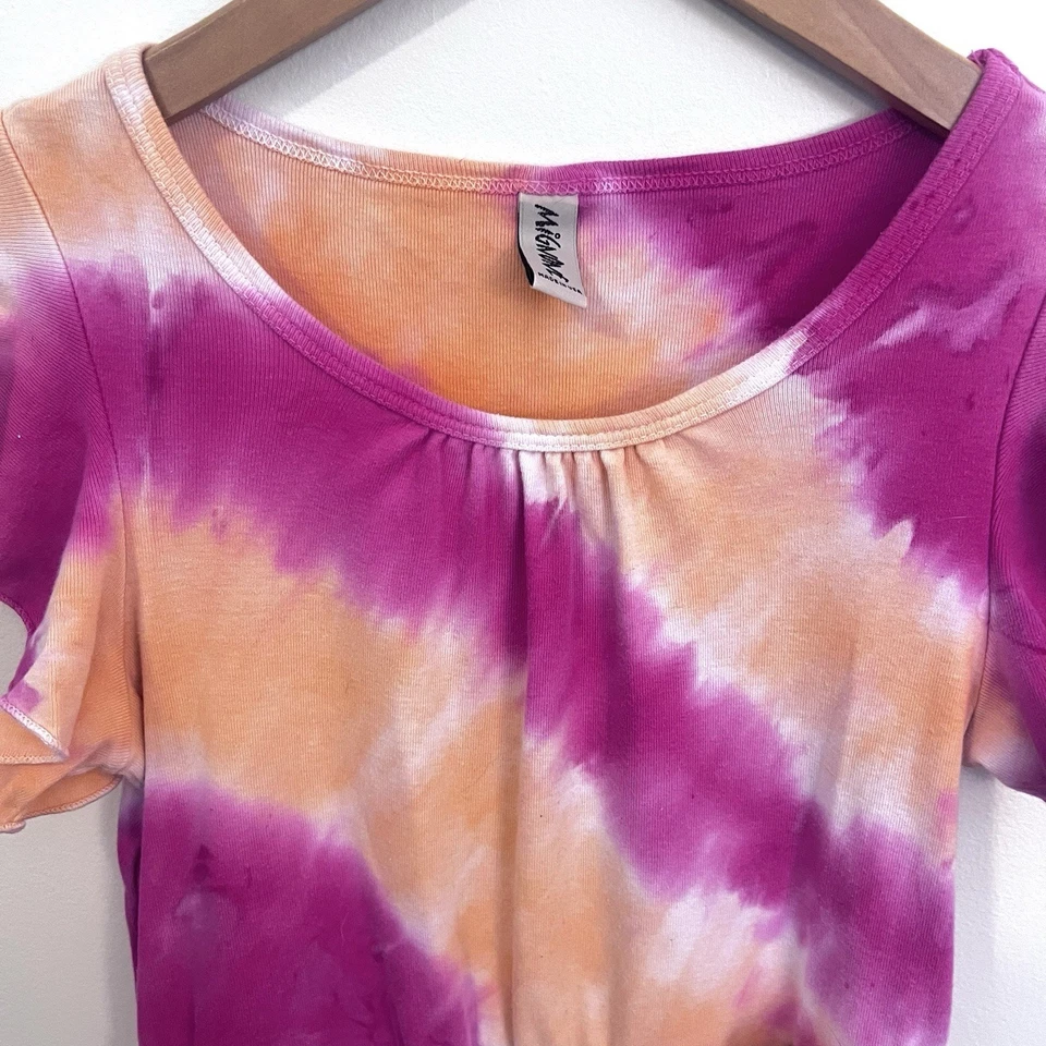 Vestido Mignone Niña Tie Dye Talla 8 Verano Fiesta Colorido Algodón Rosa y Naranja Foto 2 de 4