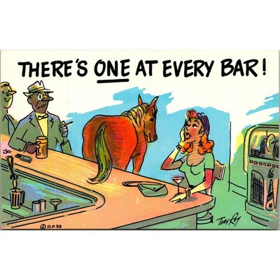 There's One At Every Bar Vintage Postcard SPV3