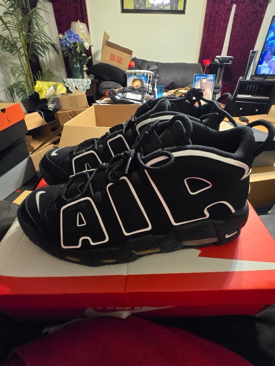 Size 12- Nike Air More Uptempo Black And White | eBay
