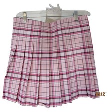 Clueless Pleated Pink Plaid Preppy Schoolgirl Mini Skirt Sz M 7-9