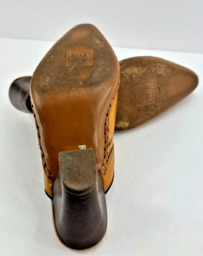 Zueco vaquera FRYE Phoenix de cuero talla 8 Western puntiagudo marrón tostado sin cordones Foto 4 de 4