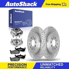 Rear Drilled Slotted Brake Rotors Pads Hubs for 2015-2017 Lincoln MKT 3.5L