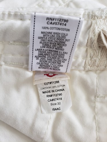 NEW Mens TRUE RELIGION Size 32 White ISAAC Casual TR Cargo SHORTS - Picture 12 of 14