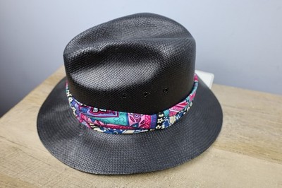 Vintage KANGOL Design Sunstoppers Litchfield Straw Black Summer Hat One Size NWT