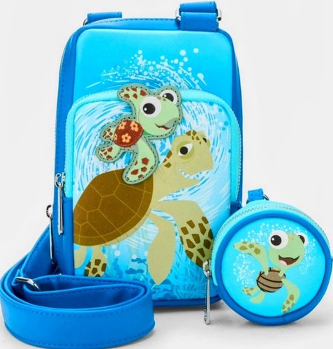 LOUNGEFLY DISNEY/PIXAR FINDING NEMO SQUIRT & CRUSH CROSSBODY BAG & COIN BAG NWT - Picture 5 of 8