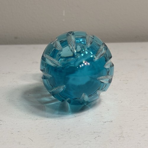 Waterford Crystal Lismore Turquoise Blue Standing Egg Paperweight - Picture 6 of 8