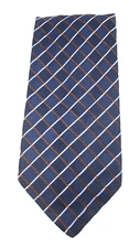 IKE BEHAR Men's Tie Blue Orange Woven Geometric Silk Necktie 58" x 3.75"