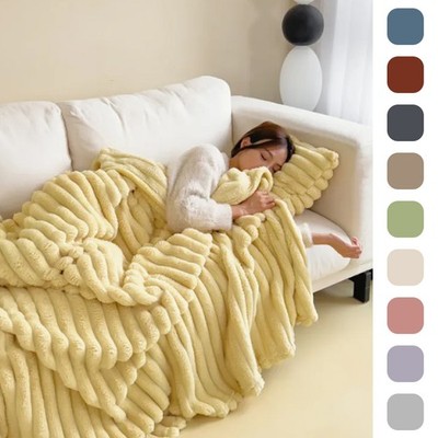 Soft Wind Bubble Velvet Blanket Warm Solid Rabbit Fur Blankets Double-sided Thic