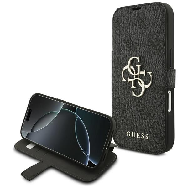 Guess Bookcase Case For iPhone 17 Pro Gray With Gold Logo, Standable
