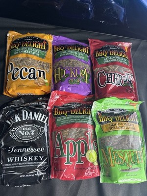 Jack Daniels Grilling BBQ Smoking Pellets - BBQr s Delight Pecan, Cherry Etc X6