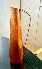 VINTAGE 50er/60er Vase  Krug Messing 31,gehämmert Handarbeit, gemarkt WALL