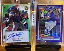 2025 Topps Pristine Matt Shaw - Green Refractor /150 Auto + Bowman Purple /250