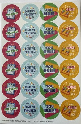 SCHOOL REWARD Stickers(24pc)  Kids Awesome You Rule  Education Positive Progress