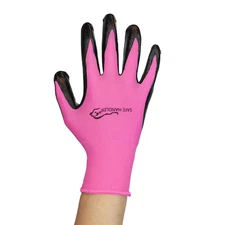 SAFE HANDLER BLSH-ESRG-17P Nitrile Firm Grip Work Gloves, OSFM, Pink (12-Pack)