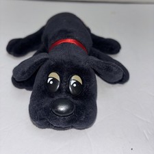Pound Puppies Plush Toy Black with red neck collar  8  , vintage