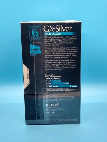 Maxell VHS Video Cassette 6 Hour Standard Grade 4 Pack T-120 Blank Tapes SEALED - Foto 6 di 8