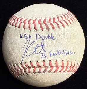 James Outman Signed Inscribed Dodgers Game Used RBI Double Baseball (MLB Auth)