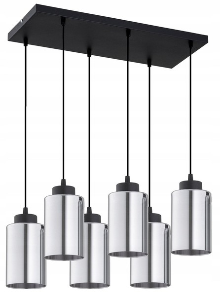HäNgelampe Wohnzimmer 6-Flammig Silber KüChe E27 L:60 Cm Pendelleuchte Esszimmer-image