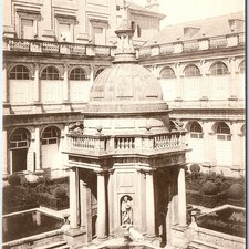 c1920s El Escorial, Spain Monastery Patio Evangelists Dome Statue Fountain A351