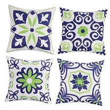 Set of 4 Outdoor Pillow Covers 18x18 18" x 18" Pack of 4 Navy Blue