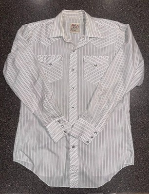 Vintage H Bar C California Ranchwear Men's Western Snap Shirt 16-35 LRG Striped
