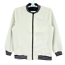 Manfinity Mens Light Green Bomber Varsity Jacket Sz L Striped Trim Full Zip NWOT