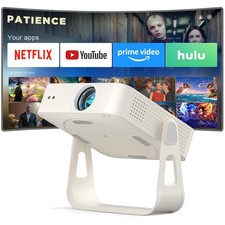 Officially-Licensed App  Auto Focus White Smart Mini Projector with WiFi and...