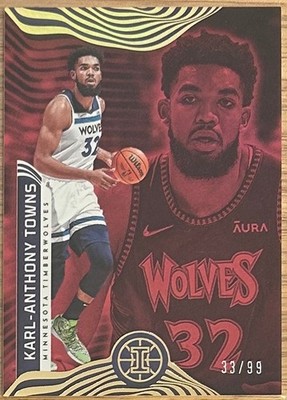 2021-22 KARL-ANTHONY TOWNS PANINI ILLUSIONS RED PARALLEL CARD 33/99!