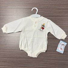Vintage Disney Baby Goofy Long Sleeve Romper Bodysuit White 0-3m