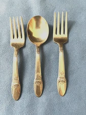 Vintage 1847 Rogers Bros Silverplate IS First Love Baby Spoon & 2 Forks 1937