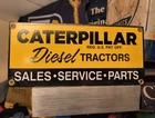 VINTAGE CATERPILLAR PORCELAIN SIGN OLD 10" DIESEL ENGINE FARM TRACTOR DEALER