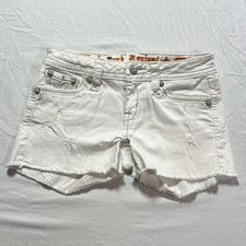 Rock Revival White Denim Cutoff Shorts Womens 27 Rhinestone Embellished Pockets