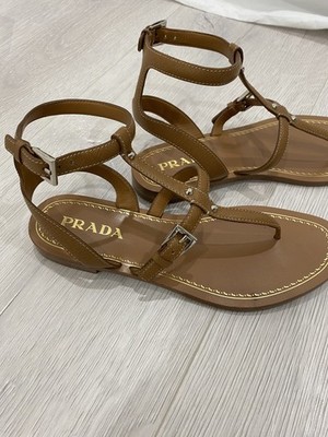 AUTHENTIC Prada Strappy Sandals Immaculate Condition Size 6AUS/US  Tan 