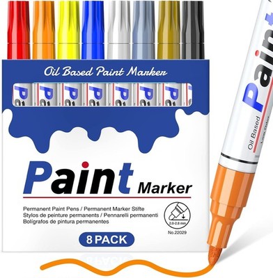 8 Colors Permanent Paint Markers Oil Based Pen Waterproof Rock Wood Glass Metal