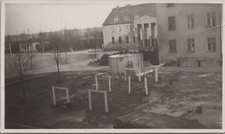 WW2 Photo of Barracks Yard With Training Obstacles