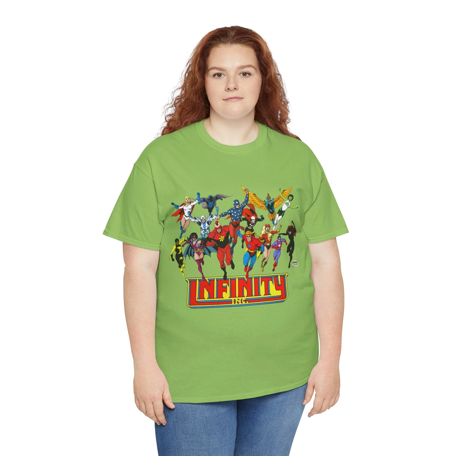 Infinity Inc Shirt - Tom Grummett Art - Jade, Obsidian, Huntress - DC Comics