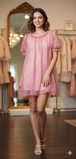 Vtg 60s Small 2 Pc Nylon Chiffon Overlay Shadowline gown Babydoll Teddy
