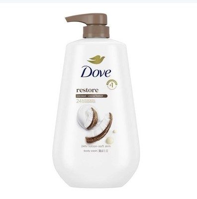 Dove Restore Body Wash Coconut Oil Cocoa Butter Sulfate-Free 30.6 fl oz