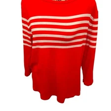 Ralph Lauren Red and White Striped Long Sleeve Top