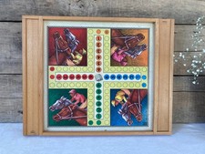 126⚜️ Jeu de Société Plateau en Bois Petits Chevaux et Jeux L'oie Complet