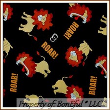 BonEful Fabric FQ Cotton Brown LION King ROAR African Zoo Animal Jungle Safari L