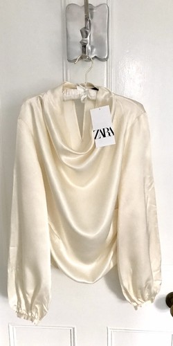 Zara Special Edition Satin Draped Blouse In Ecru Size XL BNWT RRP£45.99 LAST ONE - Picture 11 of 11
