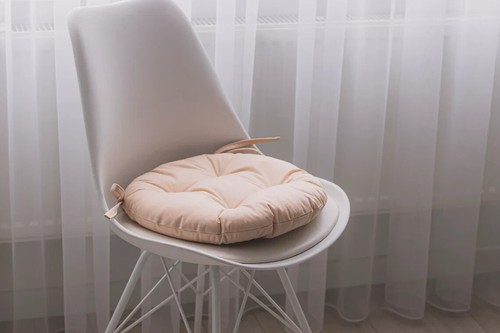 Cojín de asiento beige muchos tamaños redondo, cojín de silla, cojín de silla de comedor con lazos - Imagen 4 de 5