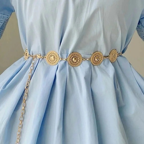 GOLD Metal Waist Chain Circle Chain Belt for Lady | eBay display picture 3