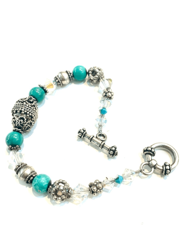 Vintage türkis Howlite mit Bali Sterlingsilber Fundstücke Armband #southwest - Bild 3 von 4