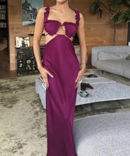 Women's New personality French temperament sexy hollow Lace up sling long dress