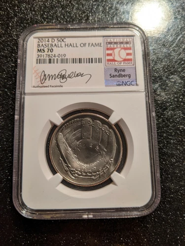 2014-D NGC MS-70 Baseball Hall of Fame Half Dollar RYNE SANDBERG Very Rare